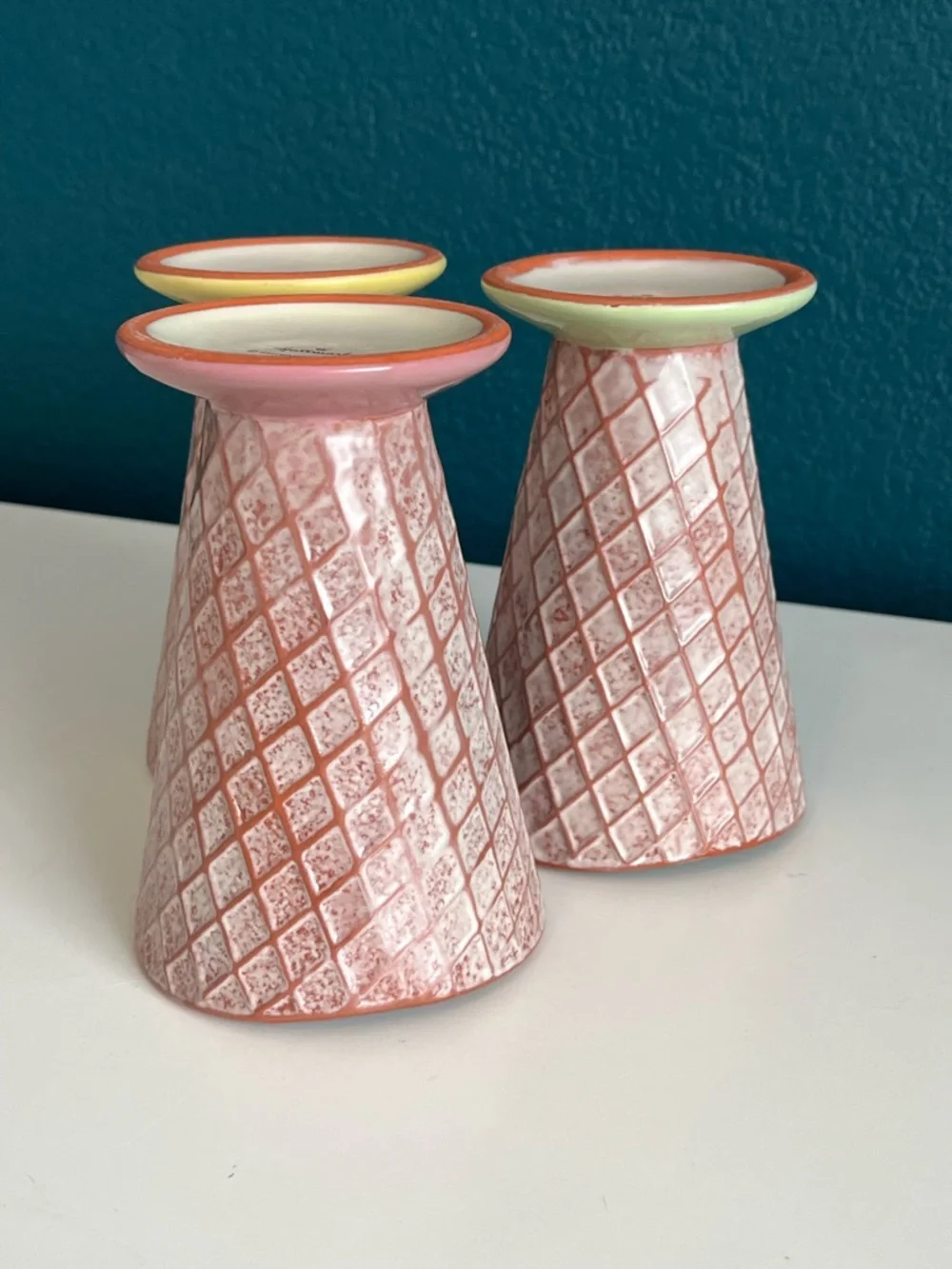 Vintage Hallmark Ceramic Ice Cream Waffle Cone Sundae Cups x3 - Picture 9 of 9
